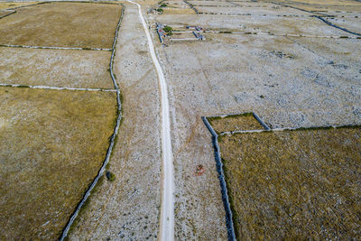 High angle view of footpath by road