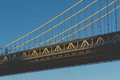 Low angle view of manhattan bridge at sunset