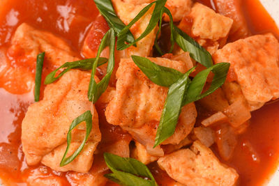 Close-up of meal served in plate