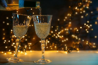 Close-up of wineglass on table