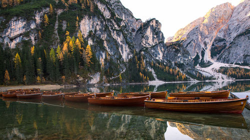 Scenic view of lake by mountains