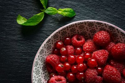 Close-up of strawberries in bowl