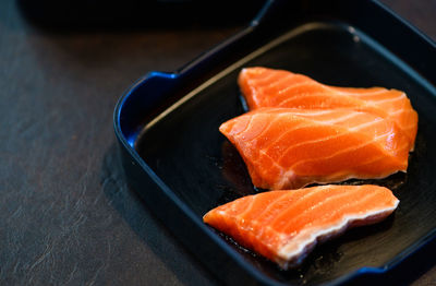 Close-up of sushi in plate on table