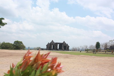 House on field against sky