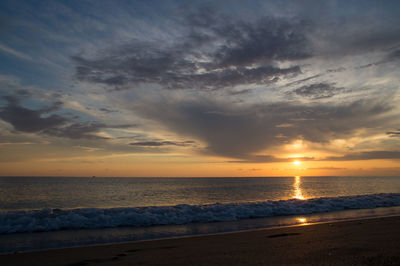 Scenic view of sea at sunset