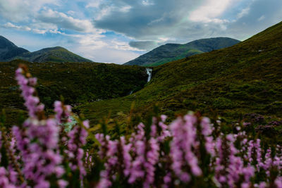 Eas a bhradain waterfall on isle of skye, western isles, scotland