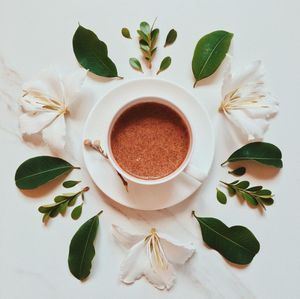 High angle view of tea on table