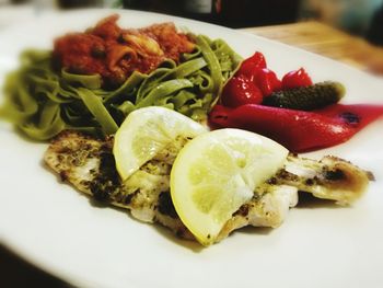 Close-up of salad served in plate