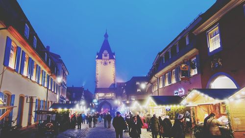 View of illuminated city at night