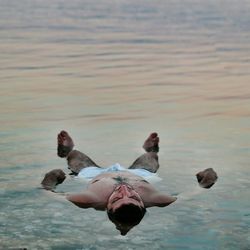 Bird swimming in lake