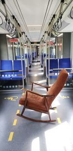 An antieque chair in the train