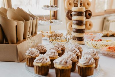 Close-up of cupcakes on table