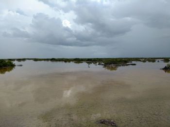 Scenic view of lake against sky