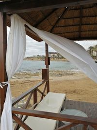 Chairs and table on beach