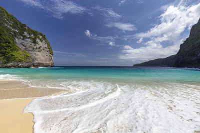 Scenic view of beach against sky