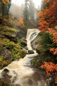 Waterfall in forest during autumn
