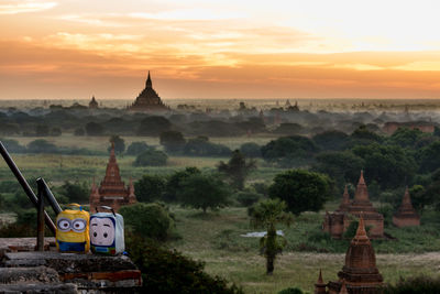 View of pagoda against sky during sunset