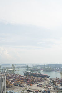 High angle view of cityscape against sky