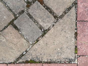 High angle view of stone wall