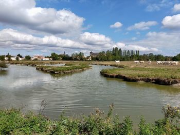 Scenic view of lake against sky