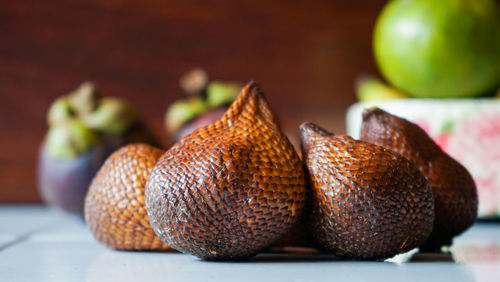 Close-up of fruits on table