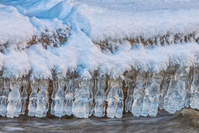 High angle view of frozen lake