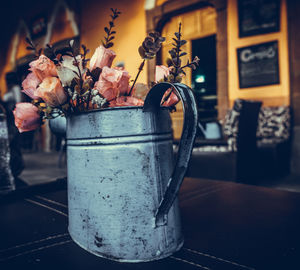 Close-up of flowering plant in vase on table