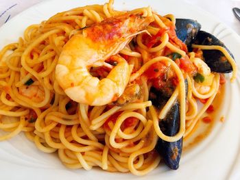 Close-up of pasta in plate