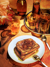 High angle view of food on table