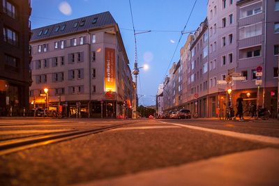 View of city street at night