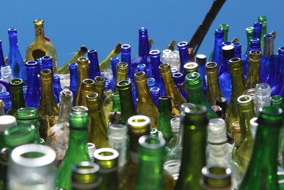 Beer bottles in row