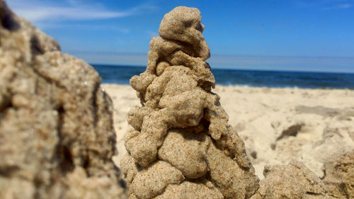 Close-up of rock formation on beach