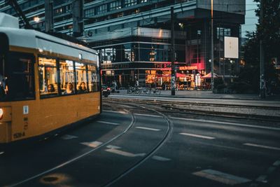 High angle view of car on road at night