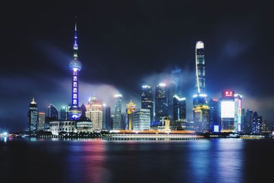 Illuminated city at night