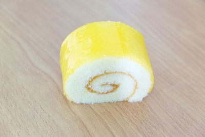 High angle view of ice cream on table