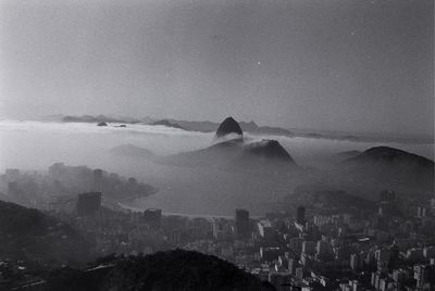 Cityscape with sea in background
