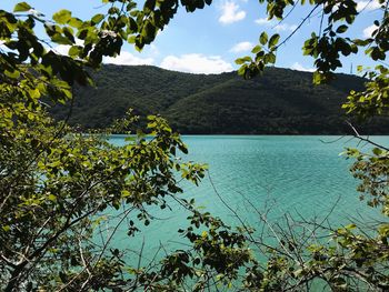 Scenic view of lake against sky