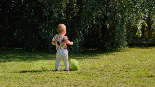 Girl playing on field