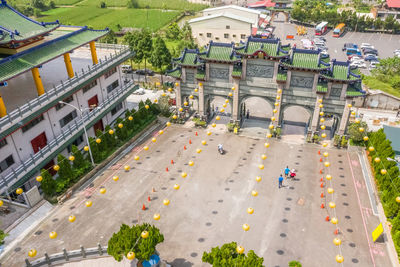 High angle view of cars on road