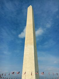 Low angle view of monument against blue sky