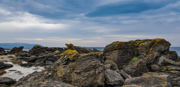 Rock formation on land against sky