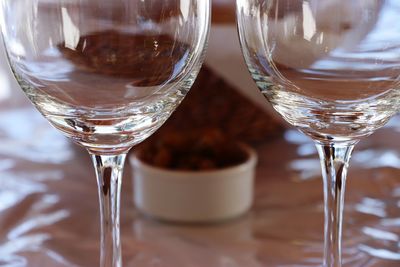 Close-up of wine in glass on table