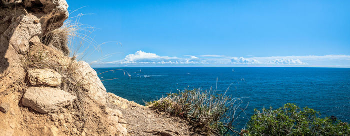 View of sea against blue sky