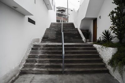 Low angle view of staircase leading towards building