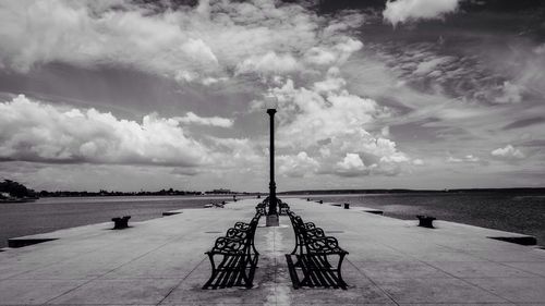 Empty road against cloudy sky