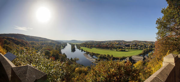 Scenic view of lake against sky during autumn