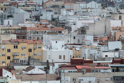 High angle view of buildings in city