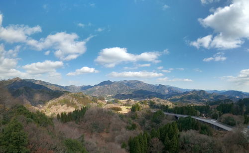Scenic view of mountains against sky