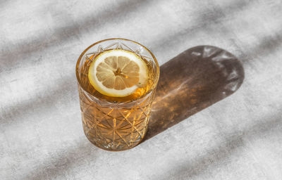 High angle view of drink on glass