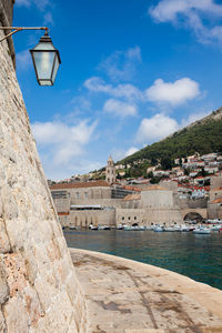 Dubrovnik city old port marina and fortifications